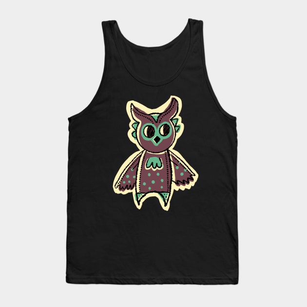 Tall and Purple Cute Simple Owl Illustration Tank Top by feradianty